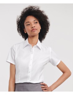 R-R-963F-0-Ladies Short Sleeve Herringbone Shirt 2